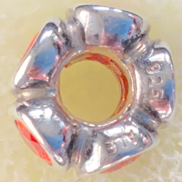 Authentic Pandora Sterling Silver Oval Lights Orange Charm - EUC! - Picture 2 of 2